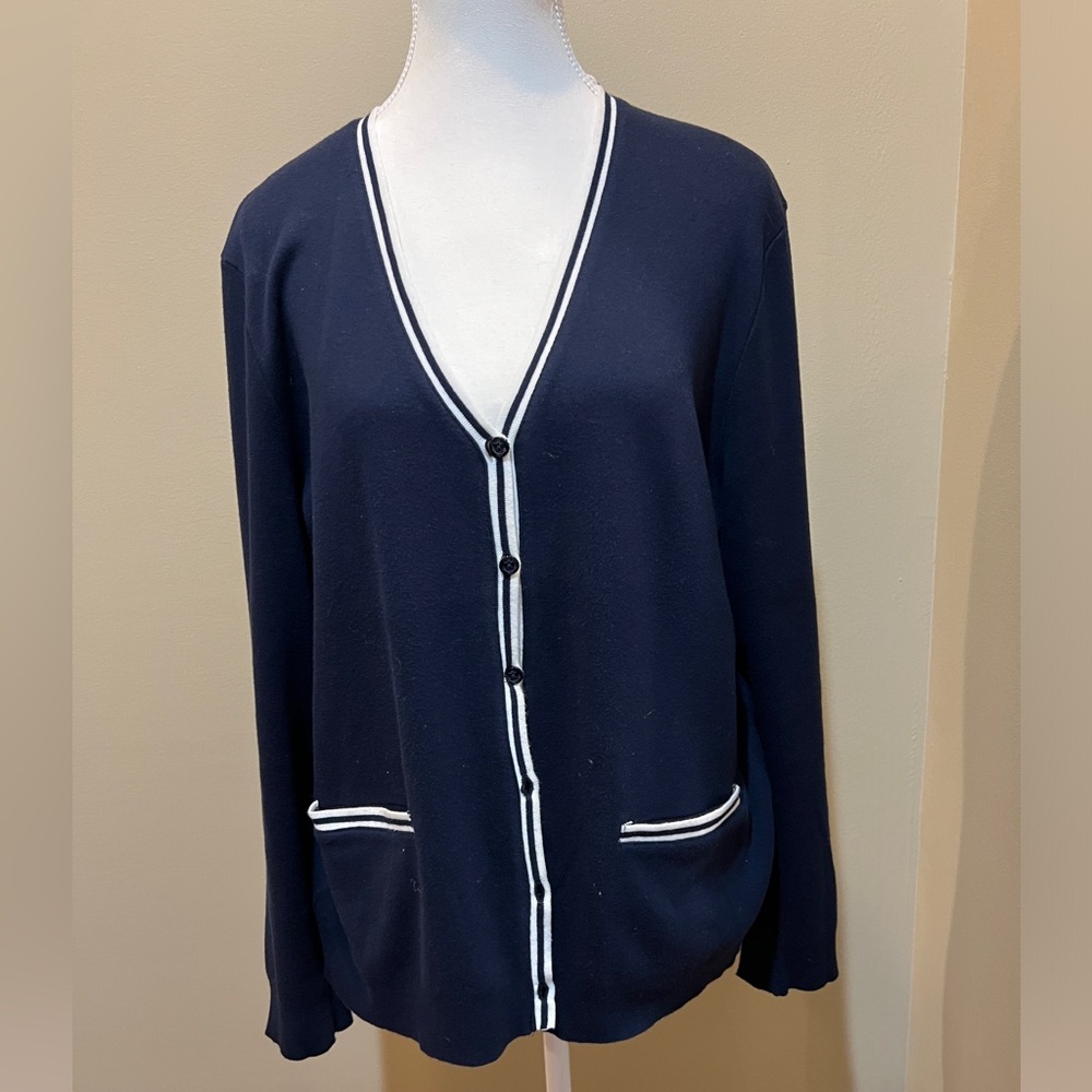 Ralph Lauren Navy Cardigan with White Trim